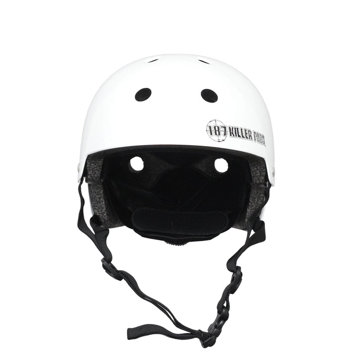 187 Killer Pads Certified Youth Helmet With Adjuster Gloss White