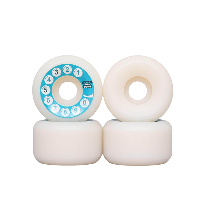 Dial Tone 53mm 99A OG Rotary Conical Cut Skateboard Wheels White / Teal