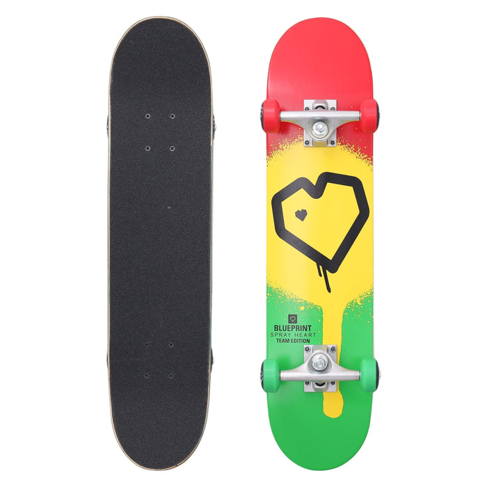 Blueprint 6.75 Spray Heart Complete Skateboard Rasta