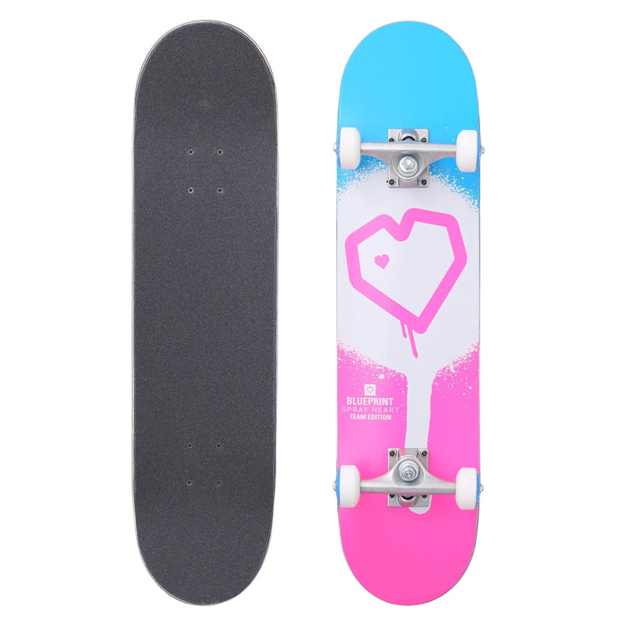 Blueprint 7.25 Spray Heart Complete Skateboard Pink / Blue