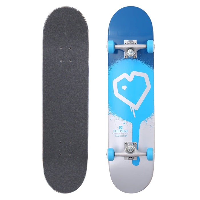 Blueprint 7.5 Spray Heart Complete Skateboard Blue / Silver