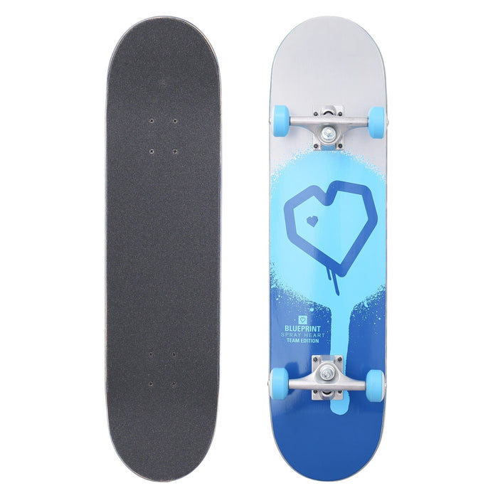 Blueprint 7.75 Spray Heart Complete Skateboard Silver / Blue