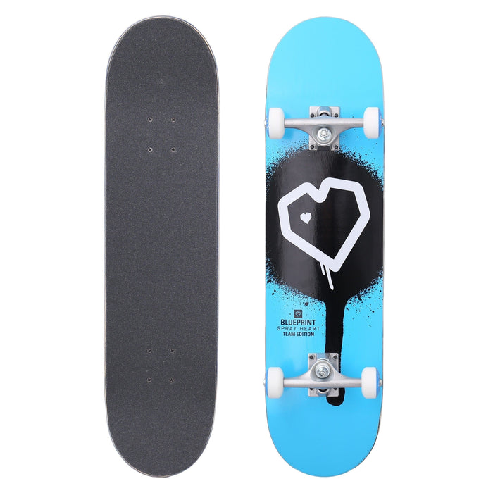 Blueprint 8 Spray Heart Complete Skateboard Blue