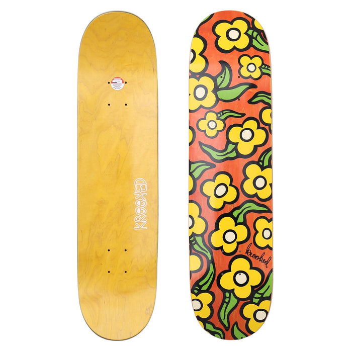 Krooked 7.75 Wild Style Flowers Skateboard Deck Orange