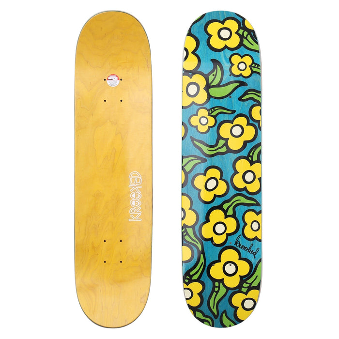 Krooked 7.75 Wild Style Flowers Skateboard Deck Teal