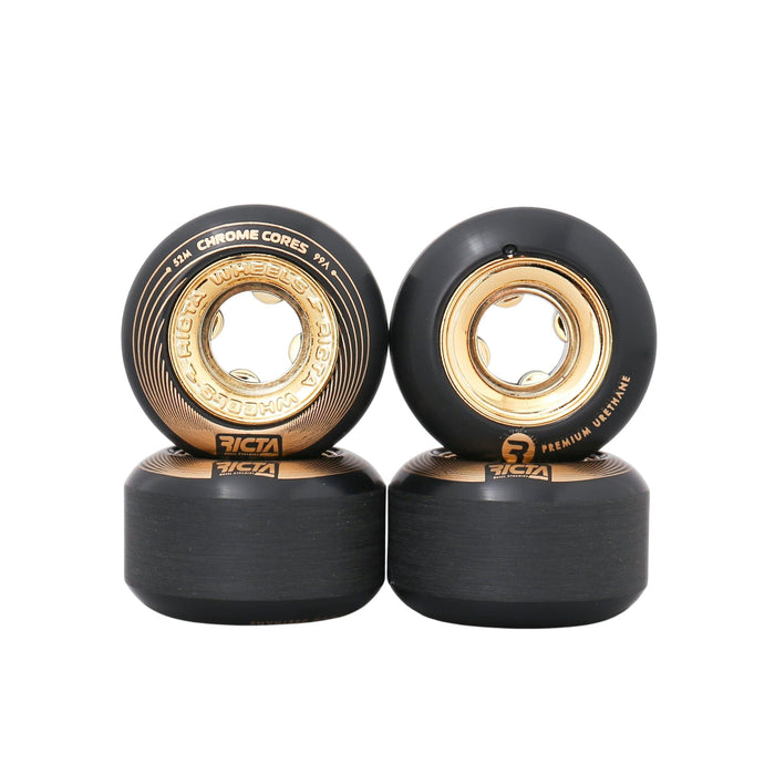 Ricta 52mm 99A Chrome Core Skateboard Wheels Black / Gold